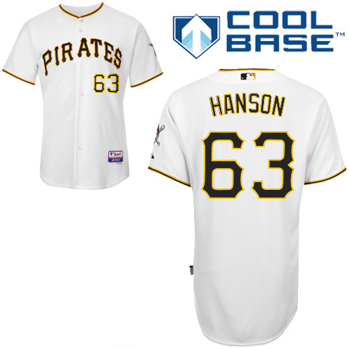 Alen Hanson #63 MLB Jersey-Pittsburgh Pirates Men's Authentic Home White Cool Base Baseball Jersey